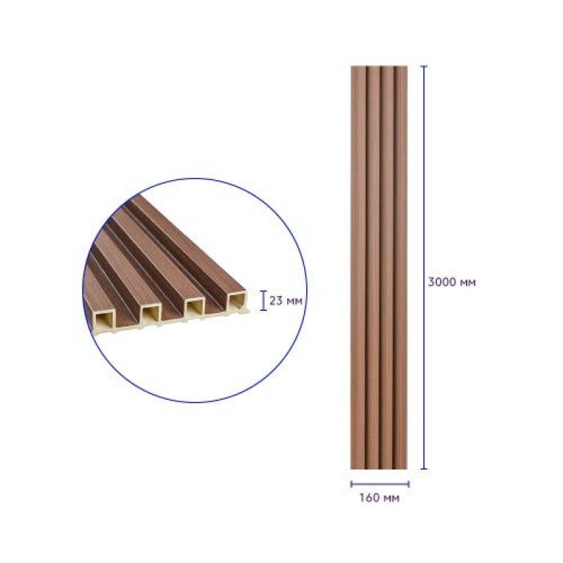 Декоративна стінова рейка Sticker Wall WPC 160x3000x23 мм Капучіно (SW-00001538)