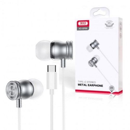 Дротові навушники Type-C XO EP56 Metal вакуумні з мікрофоном 1.2m Steel
