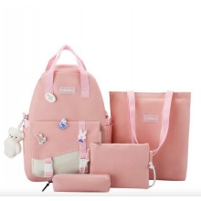 Рюкзак шкільний для дівчинки Hoz CLBDBAG 1985 4 в 1 41х30х14 см Рожево-білий (SK001656)
