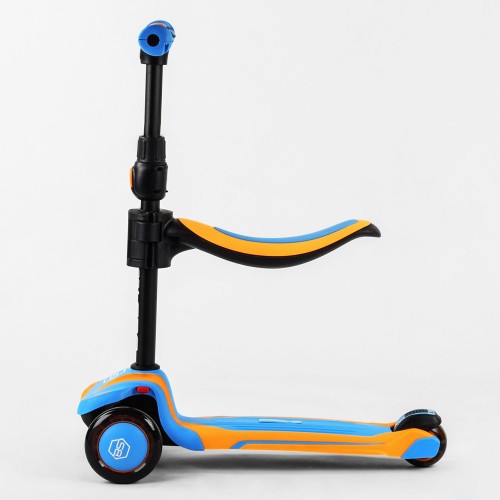 Самокат триколісний із сидінням Best Scooter MAXI PU колеса зі світлом 60 кг Blue and yellow (102930)
