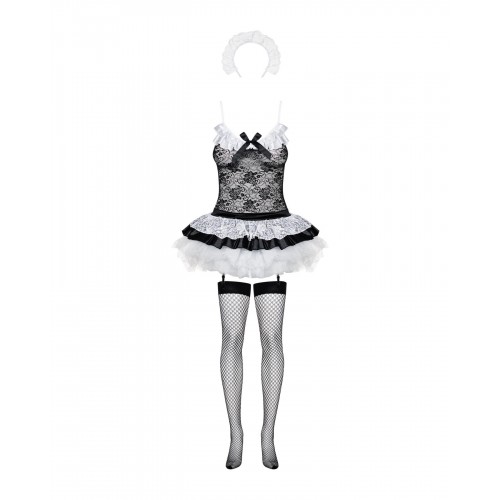 Еротичний костюм покоївки зі спідницею Obsessive Housemaid 5 pcs costume L/XL, чорно-білий, топ з пі в інтернет супермаркеті PbayMarket!