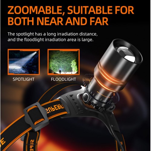Ліхтар налобний акумуляторний масштабувальний SuperFire HL71 500 Lumen IP43 Black Ліхтар налобний акумуляторний масштабувальний SuperFire HL71 500 Lumen IP43 Black
