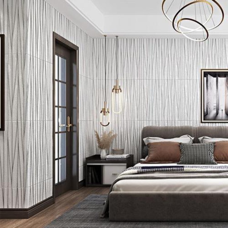 Самоклеюча 3D панель Sticker Wall SW-00001185 Срібні стрічки 700х700х5мм