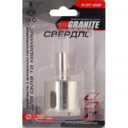 Свердло трубчасте GRANITE з алмазним напиленням для скла та плитки 32 мм 2-01-232 Свердло трубчасте GRANITE з алмазним напиленням для скла та плитки 32 мм 2-01-232