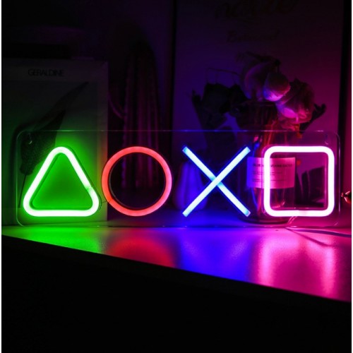 Настінний неоновий світильник нічник вивіска Angel PlayStation 42*13 см Настінний неоновий світильник нічник вивіска Angel PlayStation 42*13 см