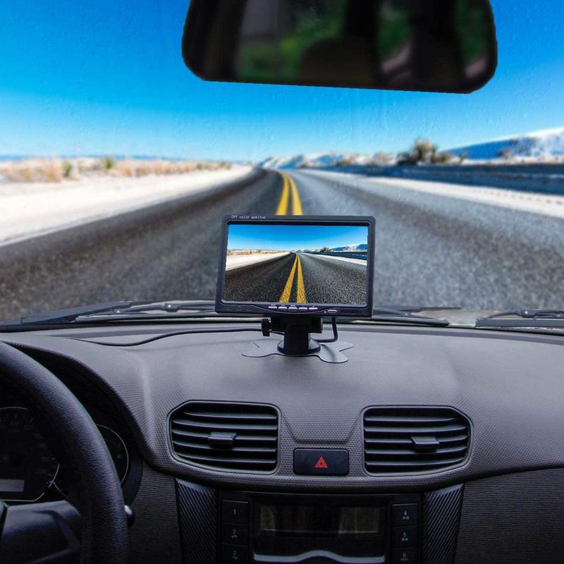 Автомобільний монітор 7 дюймів для камери заднього виду Podofo R09+, 2 AV входи, кріплення на торпедо