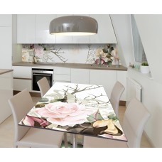 Наклейка 3Д вінілова на стіл Zatarga «підступна ніжність» 600х1200 мм для будинків, квартир, столів, кав'ярень, кафе