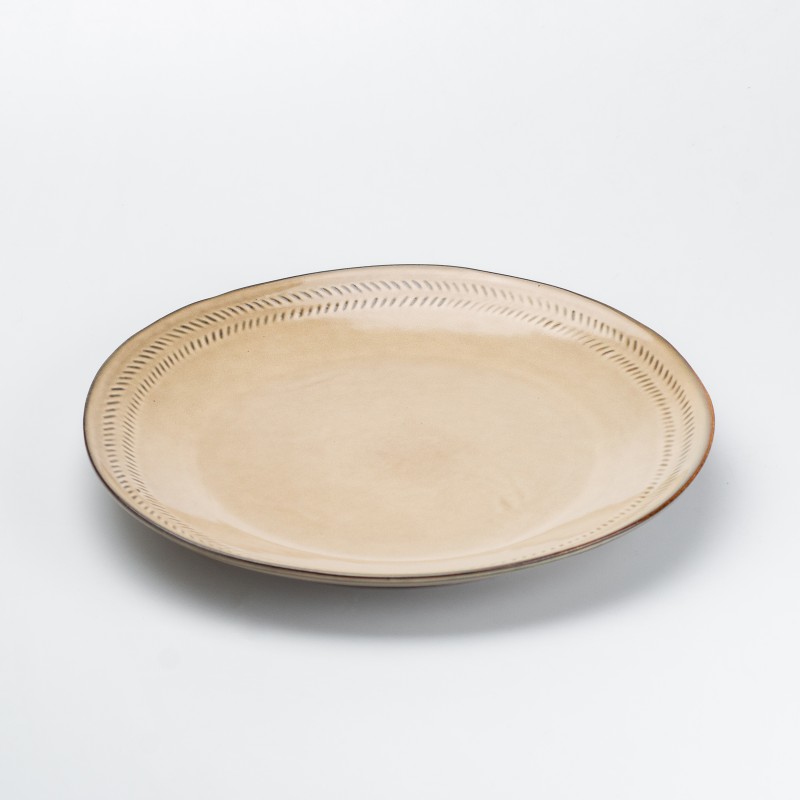 Тарілка сервірувальна керамічна TS Kitchen 27,5 см у стилі ретро бежевий (HP23377)