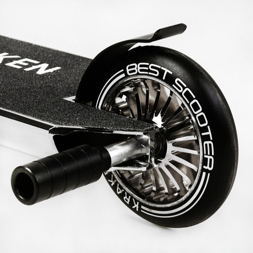 Самокат трюковий алюмінієвий диск та дека Best Scooter Kraken HIC-система пеги 100 кг Black and white (112910)