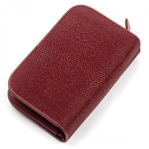 Гаманець жіночий STINGRAY LEATHER 18092 із натуральної шкіри морського ската Бордовий, Бордовий Гаманець жіночий STINGRAY LEATHER 18092 із натуральної шкіри морського ската Бордовий, Бордовий