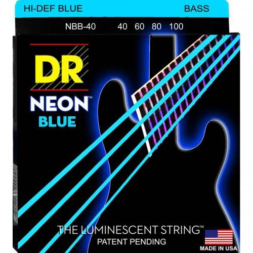 Струни для бас-гітари DR NBB-40 Hi-Def Neon Blue K3 Coated Light Bass Guitar 4 Strings 40/100 Струни для бас-гітари DR NBB-40 Hi-Def Neon Blue K3 Coated Light Bass Guitar 4 Strings 40/100