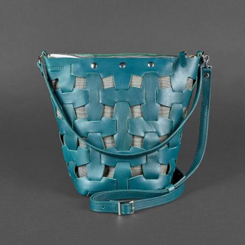 Шкіряна плетена сумка жіноча BlankNote Пазл Krast M Зелена (BN-BAG-32-malachite) Шкіряна плетена сумка жіноча BlankNote Пазл Krast M Зелена (BN-BAG-32-malachite)