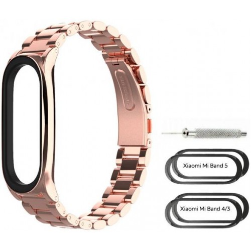 Ремінець MiJobs Metal Strap для Xiaomi Mi Band 3/4/5/6 Rose Gold Ремінець MiJobs Metal Strap для Xiaomi Mi Band 3/4/5/6 Rose Gold