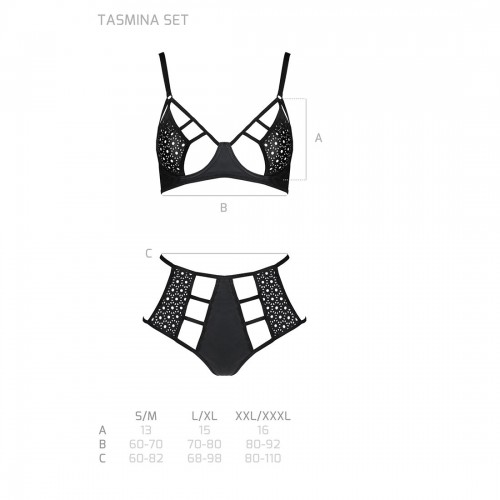 Комплект білизни Passion TASMINA SET XXL/XXXL black, ліф, високі трусики з корсетом ззаду в інтернет супермаркеті PbayMarket!