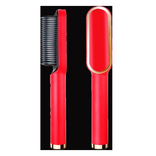Електричний гребінець-випрямляч для волосся та бороди Hair Style UKC праска з турмаліновим покриттям 6 температурних режимів Червоний