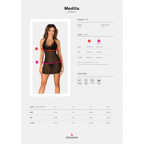 Пеньюар Obsessive Medilla chemise & thong M/L в інтернет супермаркеті PbayMarket!