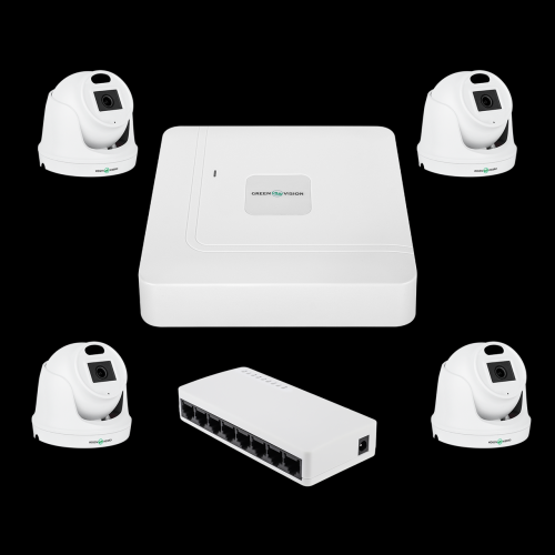Комплект відеоспостереження на 4 камери GreenVision GV-IP-K-W96/4 3MP Комплект відеоспостереження на 4 камери GreenVision GV-IP-K-W96/4 3MP