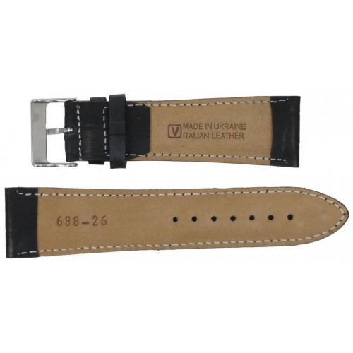 Ремінець для годинника Mykhail Ikhtyar зі шкіри 24 мм Чорний (S606-24S black)