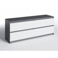 Тумба ТВ з 4-ма ящиками Меблева Площа 140х40х53 см Антрацит + Білий Тумба ТВ з 4-ма ящиками Меблева Площа 140х40х53 см Антрацит + Білий