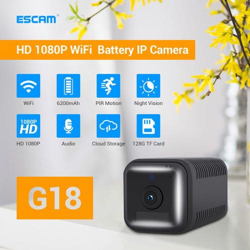 Міні камера wifi бездротова з великим акумулятором 6200 мАг ESCAM G18, FullHD 1080P, датчик руху (100729) в інтернет супермаркеті PbayMarket!