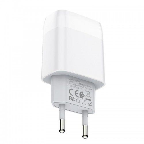 Зарядний пристрій Hoco C72A Glorious (1USB, 2.1А) White (6931474712998) + кабель Lightning в інтернет супермаркеті PbayMarket!