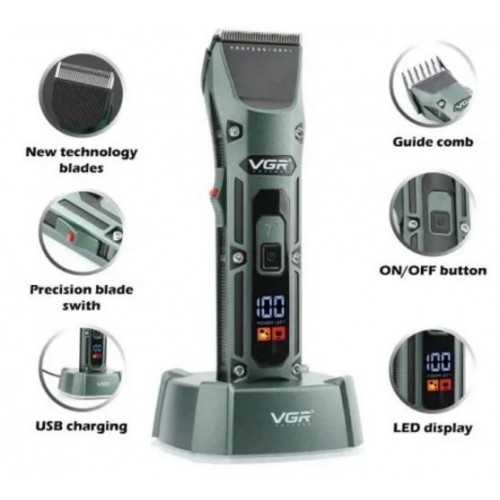 Машинка для стрижки волосся VGR V-696 5 Вт Зелений (2390000051) Машинка для стрижки волосся VGR V-696 5 Вт Зелений (2390000051)