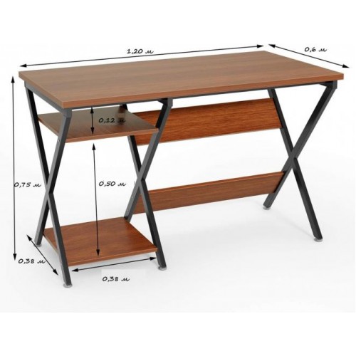 Письмовий стіл GoodsMetall із металу з полицями Лофт 1200х600х750 СТП128