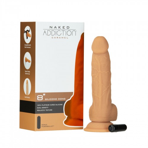 Фалоімітатор ADDICTION Dual Density Silicone Dildo Caramel 8″, присоска, діаметр 4,3 см, віброкуля в в інтернет супермаркеті PbayMarket!