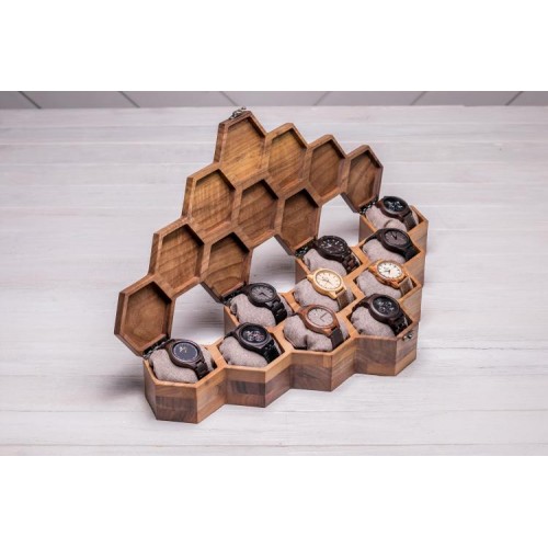 Сотова скринька-органайзер для 10 годинників ecoWalnut 7.3х59.7х23.5 см Сотова скринька-органайзер для 10 годинників ecoWalnut 7.3х59.7х23.5 см