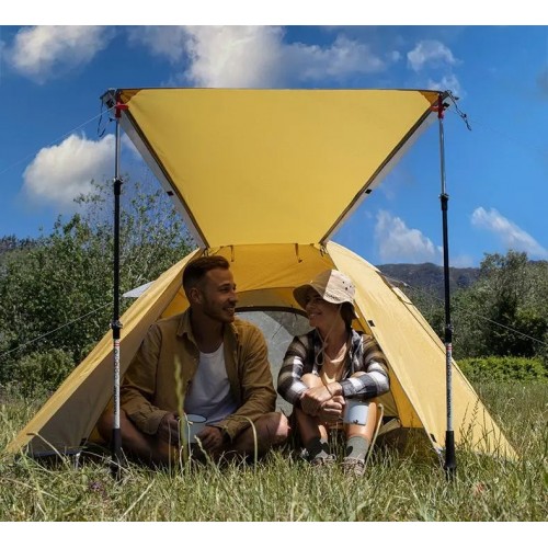 Намет Naturehike P-Series CNK2300ZP028 чотирьохмісний 210х210+55х100 см Світло-сірий (1047-6976023920462)