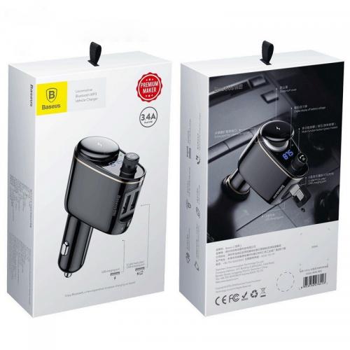 FM трансмітер модулятор Baseus Lokomotive S-06 Bluetooth з функцією зарядки 2хUSB (63814329) FM трансмітер модулятор Baseus Lokomotive S-06 Bluetooth з функцією зарядки 2хUSB (63814329)