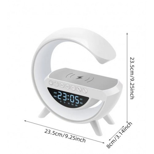 Настільна смарт лампа-нічник Light-Wireless Happy Light з колонкою бездротовою зарядкою та годинником (BT-3401)