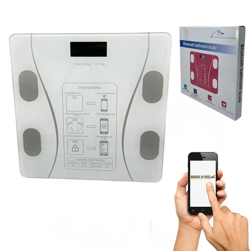 Розумні ваги UKC Bluetooth з додатком для Android або IOS Білі