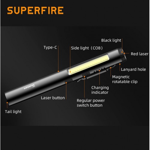 Ліхтар багатофункціональний кишеньковий J01 SuperFire 400 Lumen IP42