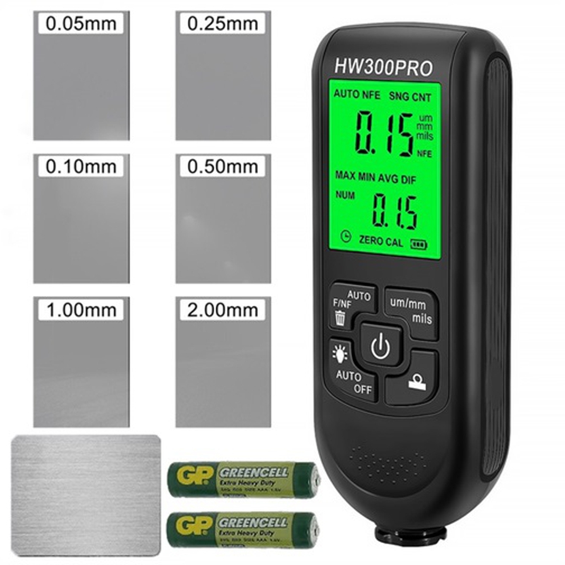 Товщиномір фарби для авто в діапазоні 0-2000 мкм Nectronix HW300pro, чорний