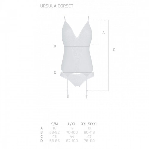 Корсет із пажами, трусики з ажурним декором та відкритим кроком Ursula Corset white S/M — Passion в інтернет супермаркеті PbayMarket!