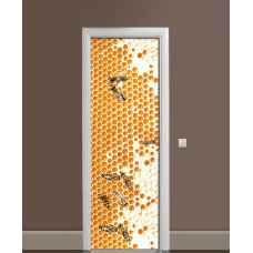 Наклейка на двері Zatarga «Бджолині стільники» 650х2000 мм вінілова 3Д наклейка декор самоклеюча