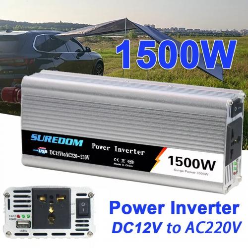 Перетворювач напруги інвертор UKC AC/DC 12V-220V 1500W Power Inverter Silver