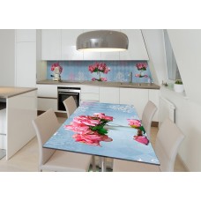 Наклейка 3Д вінілова на стіл Zatarga «Гортензія в глеку» 600х1200 мм для будинків, квартир, столів, кав'ярень