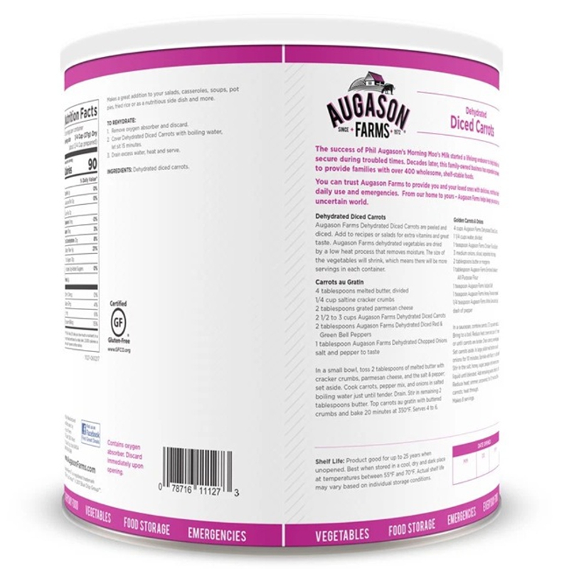 Морква нарізана сублімована з великим терміном придатності 25 років Augason Farms, 40 порцій