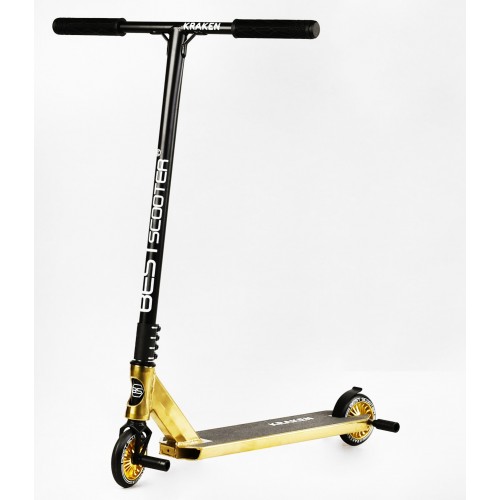 Самокат трюковий алюмінієвий диск та дека Best Scooter Kraken HIC-система пеги 100 кг Black and gold (112768)