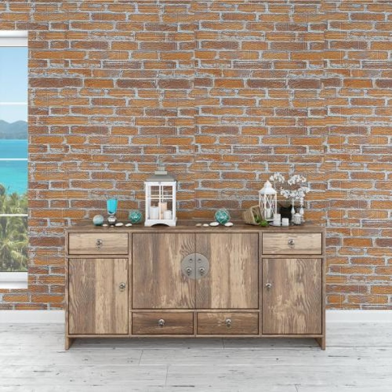 Самоклеюча декоративна 3D панель під руду катеринославську цеглу в рулоні 20 м 3D Loft 20000x700x3мм