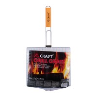Залізна решітка з дерев'яною ручкою для гриля 27x24x2см Kamille KL225175