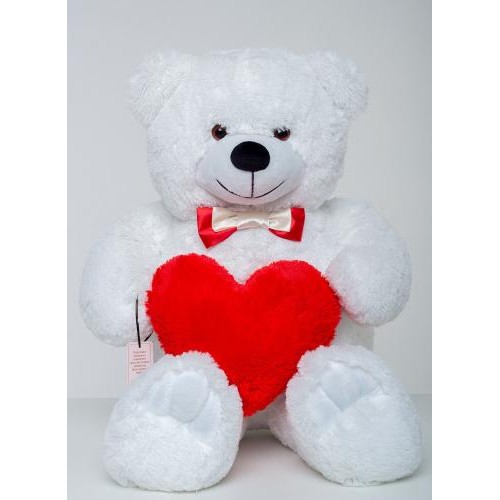 Плюшевий ведмедик з серцем Mister Medved Майк 85 см Білий (027) Плюшевий ведмедик з серцем Mister Medved Майк 85 см Білий (027)