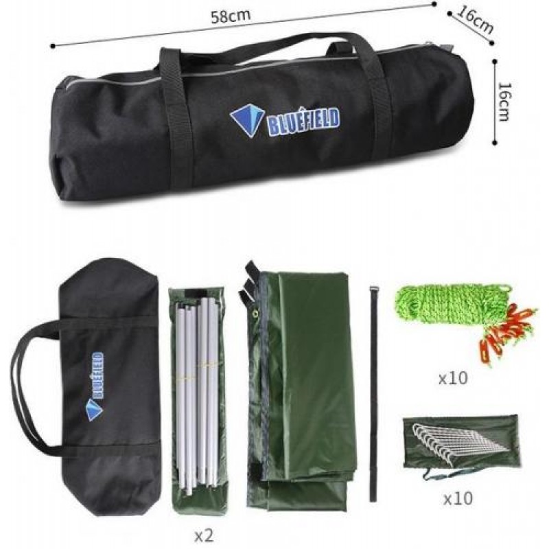 Тент туристичний Bluefield водонепроникний S 3x5 м Темно-зелений (050462)