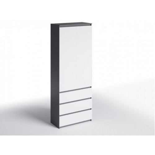 Шафа з 3-ма ящиками Меблева Площа 80х50х211 см Антрацит + Білий Шафа з 3-ма ящиками Меблева Площа 80х50х211 см Антрацит + Білий