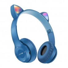 Навушники UKC Bluetooth з вушками та підсвічуванням Cat Miu Star P47 Сині