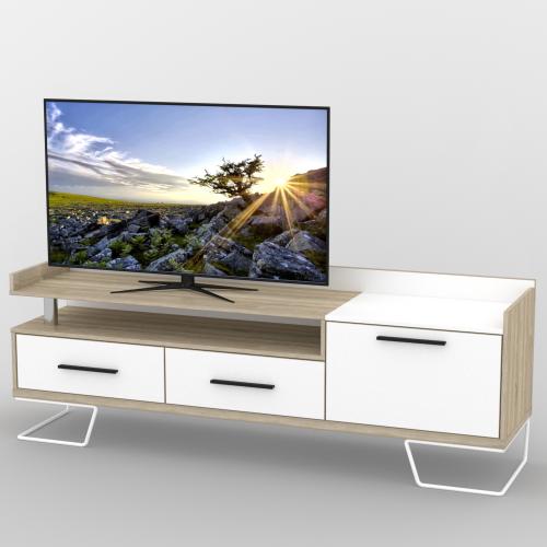 Тумба під телевізор Тиса Мебель ТВ-340 Дуб сонома Білий 63x44x180 см Тумба під телевізор Тиса Мебель ТВ-340 Дуб сонома Білий 63x44x180 см