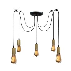 Люстра-павук на 5 ламп чорна з патронами бронза NL 149-5 BK+BN MSK Electric