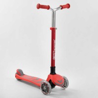 Самокат триколісний Best Scooter складане алюмінієве кермо, 4 колеса PU зі світлом Red (99639)